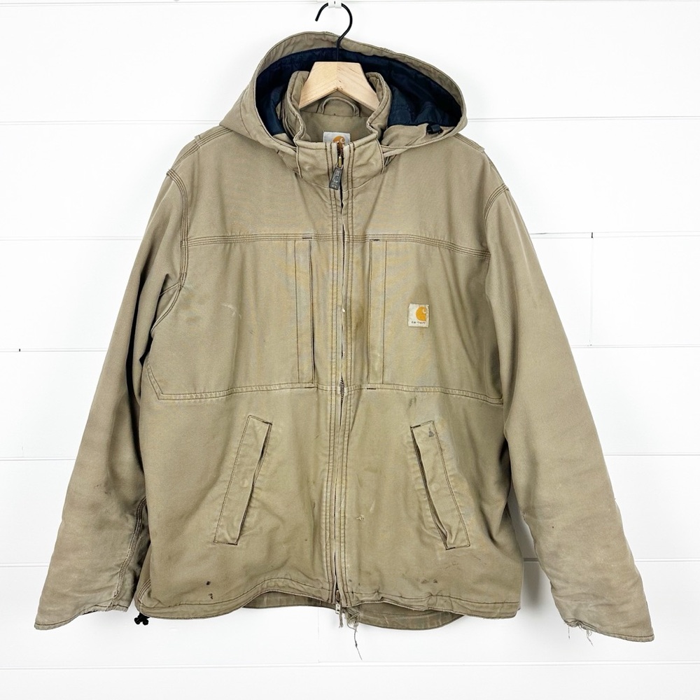 Carhartt Brown Full Swing Jacket Hooded Thinsulate Distressed